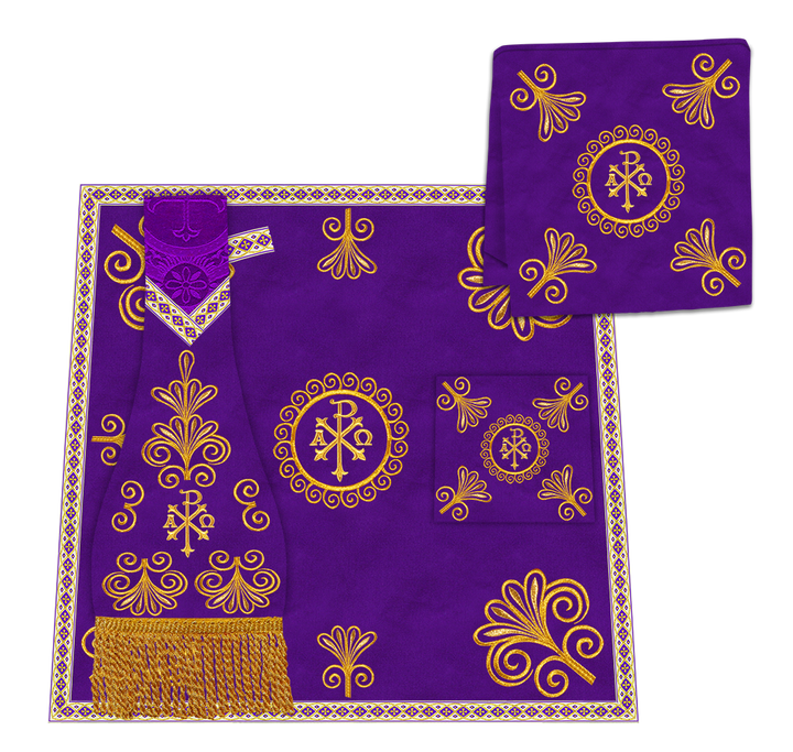 Roman Chasuble Vestment enriched With Coloured Braids and Trims