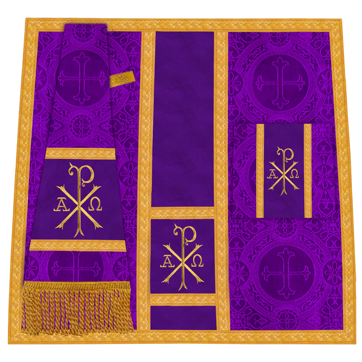 Roman Chasuble Vestment with Spiritual Motif and Ornate Braids