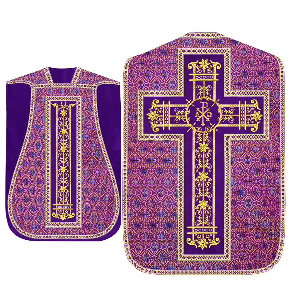 Roman Chasuble Vestment Enhanced With Orphrey and Trims