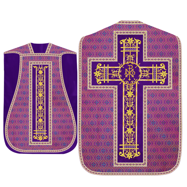 Roman Chasuble Vestment Enhanced With Orphrey and Trims