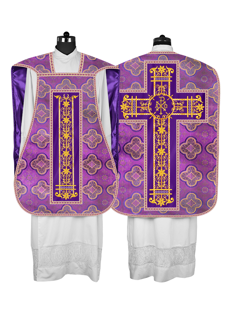 Roman Chasuble Vestment Enhanced With Orphrey and Trims
