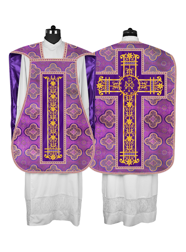 Roman Chasuble Vestment Enhanced With Orphrey and Trims