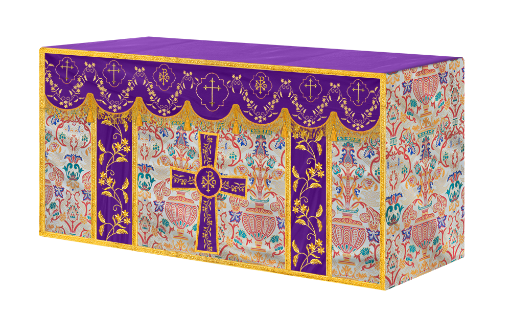 Floral Embroidery Tapestry Altar Cloth with motif