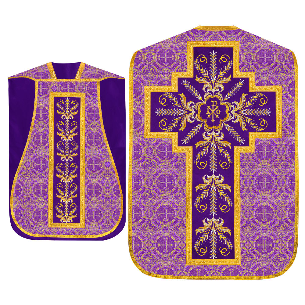 Set of Four Roman Chasuble with liturgical motifs