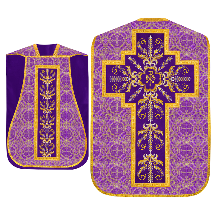 Set of Four Roman Chasuble with liturgical motifs