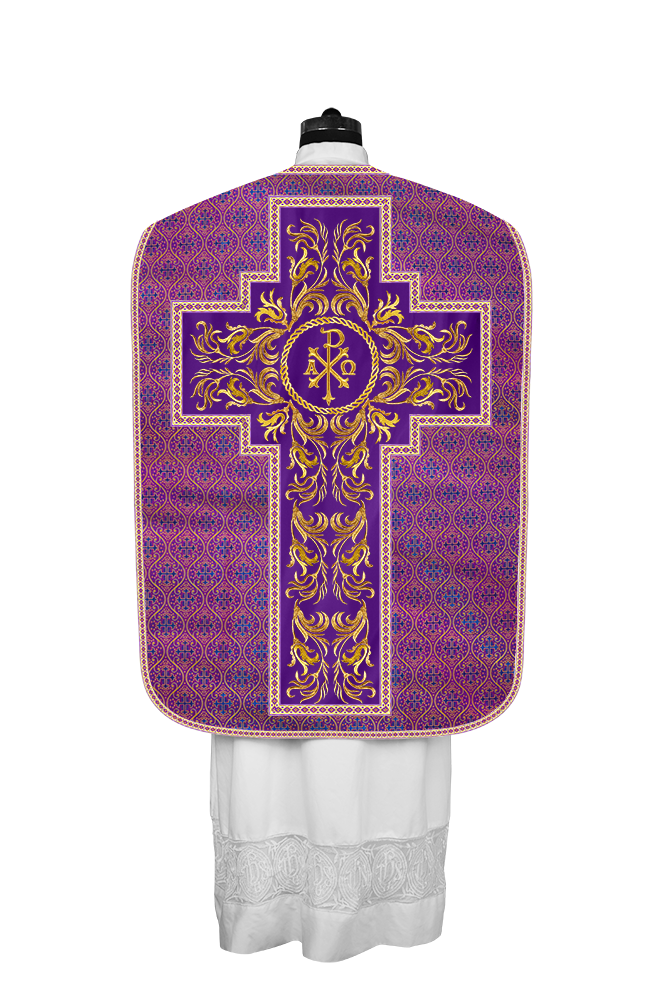 Roman Chasuble Vestment With Woven Braids and Trims