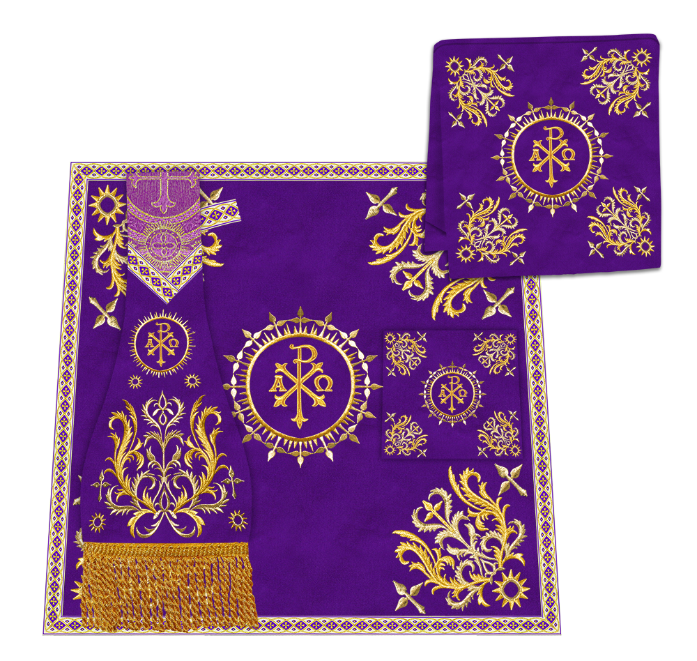 Gothic Chasuble Vestments With Braided Orphrey and trims