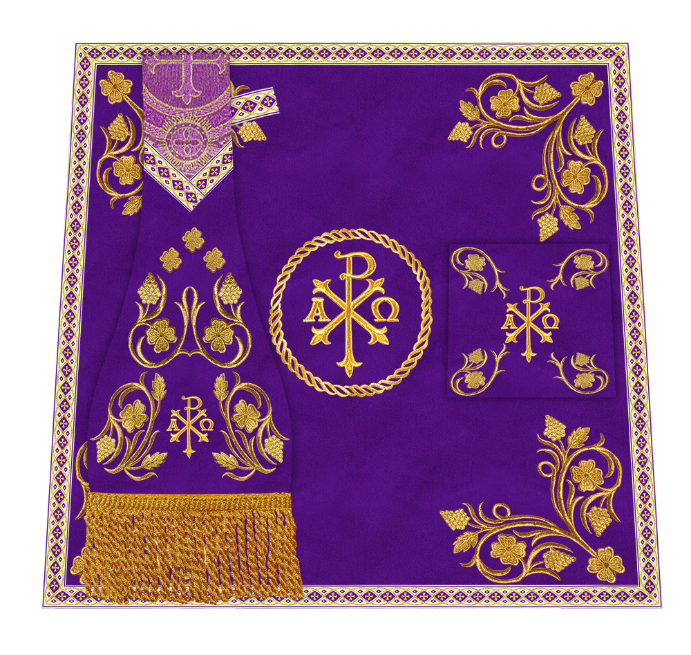 Set of Four Grapes Embroidery Roman Chasuble Vestments