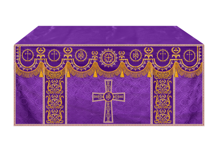 Embroidered Altar Frontal with Ornate Orphrey & Cross Design