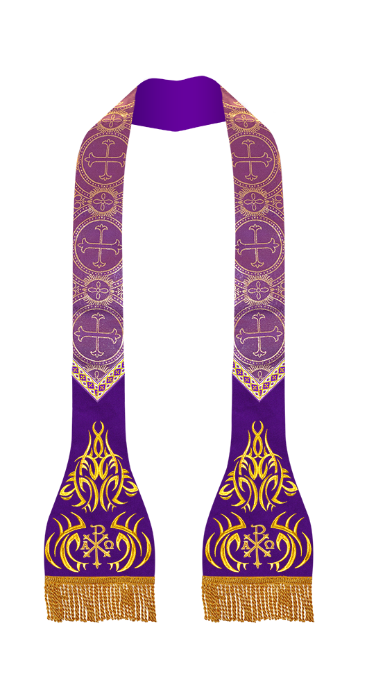 Set of Four Liturgical Roman Stole with Trims