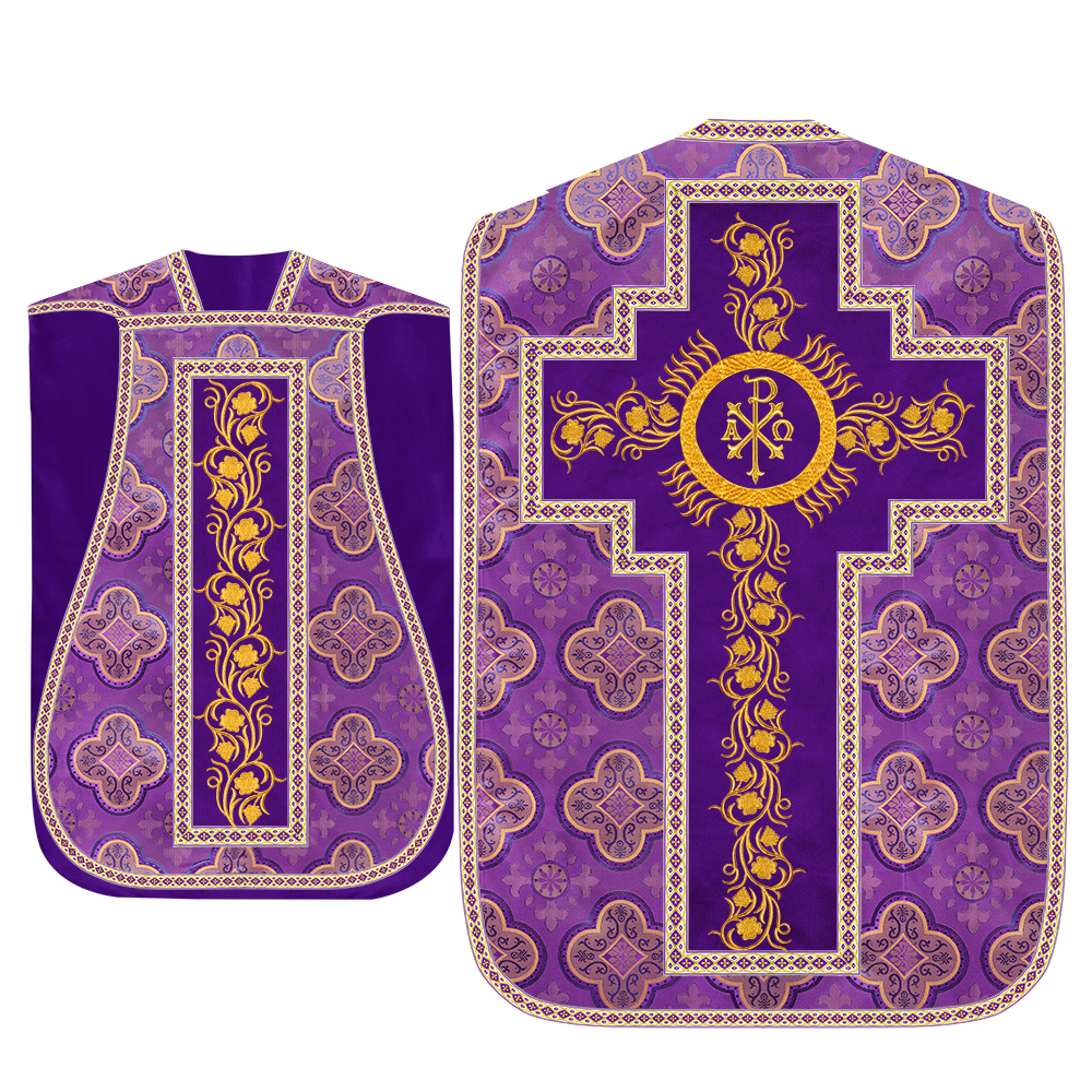 Roman Chasuble Vestment With Grapes Embroidery and Trims