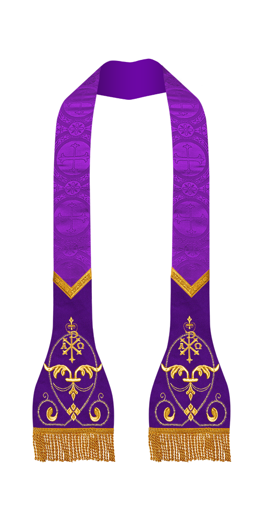 Set of 4 liturgical stole with embroidered motif