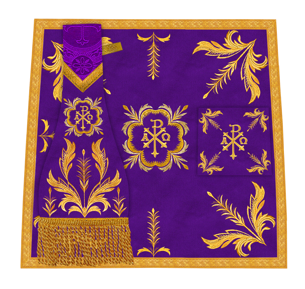 Set of Four Roman Chasuble with liturgical motifs