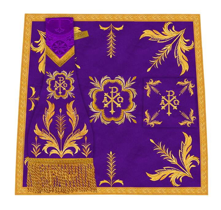 Set of Four Roman Chasuble with liturgical motifs