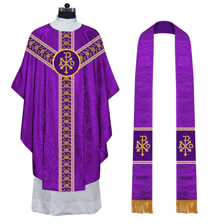 Gothic Chasuble Vestments With Ornate Embroidery And Trims