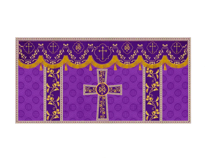 Elegant Embroidered Altar Cloth with Decorative Trim