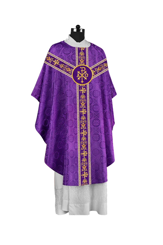 Elegant Gothic Chasuble with Embroidered Motif & Y-type Orphrey