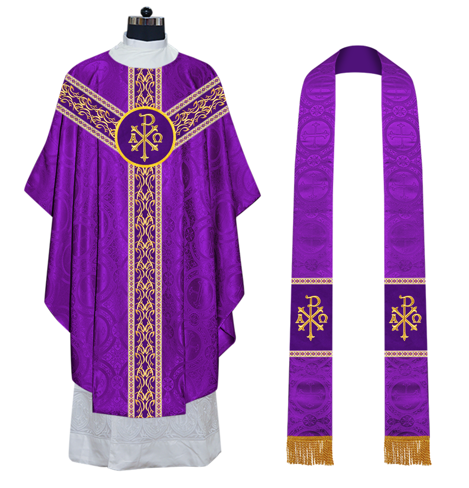 Gothic Chasuble Vestments with embroidery and trims