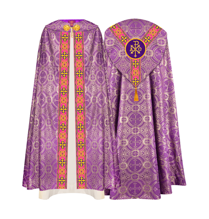 Gothic Cope Vestment with Y Type Motif and Braided Trims