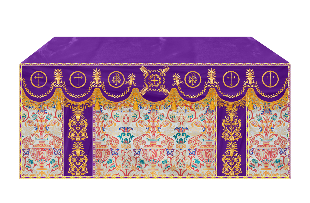 Coronation Tapestry Altar Table Cloth with Embroidered trims