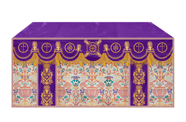 Coronation Tapestry Altar Table Cloth with Embroidered trims