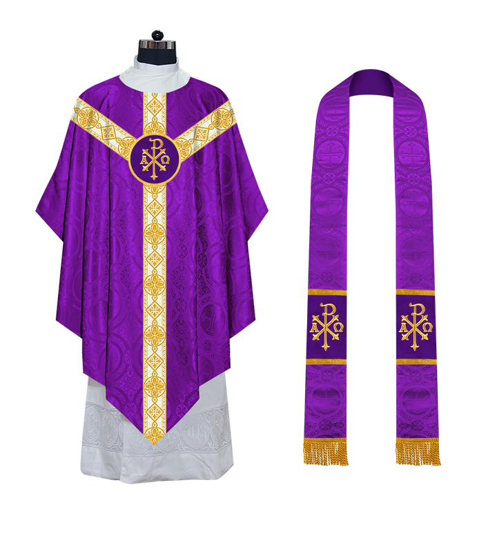 Traditional Pugin Style Chasuble Adorned with White Braids