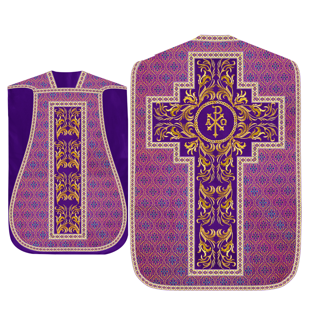 Roman Chasuble Vestment With Woven Braids and Trims