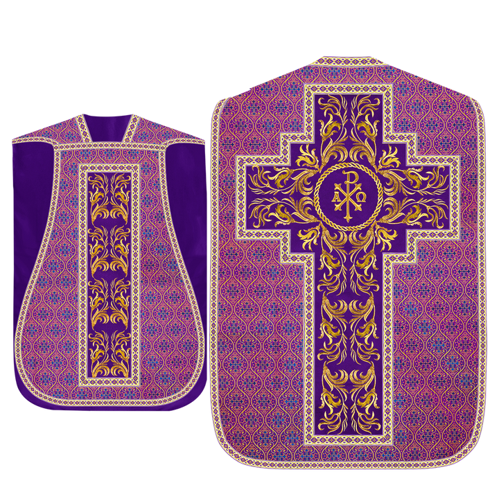 Roman Chasuble Vestment With Woven Braids and Trims