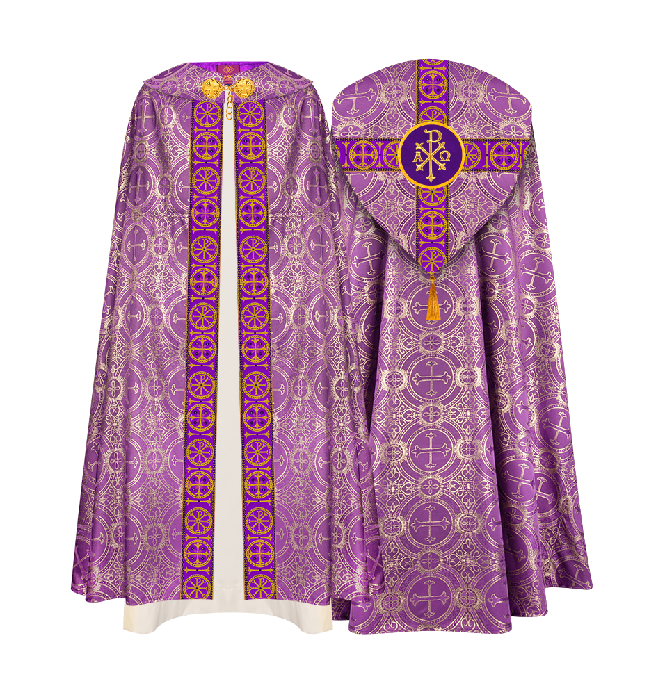 Gothic Cope Vestment with Cross Type Braided Motif