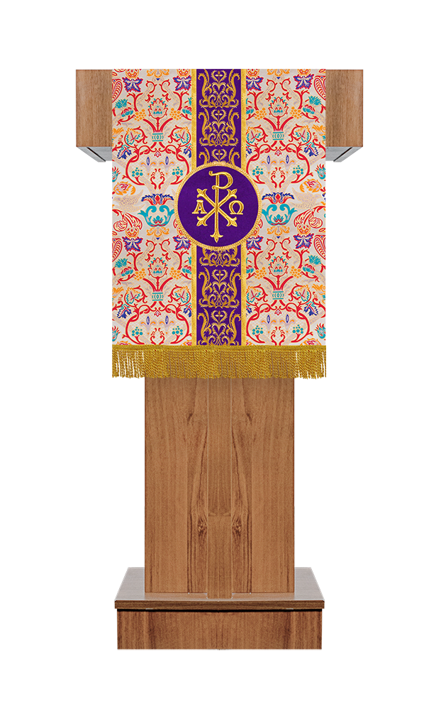 Embroidered Tapestry Pulpit/Lectern with intricate Trim