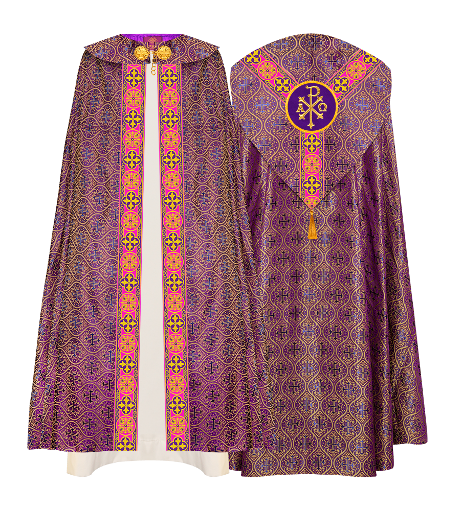 Gothic Cope Vestment with Y Type Motif and Braided Trims