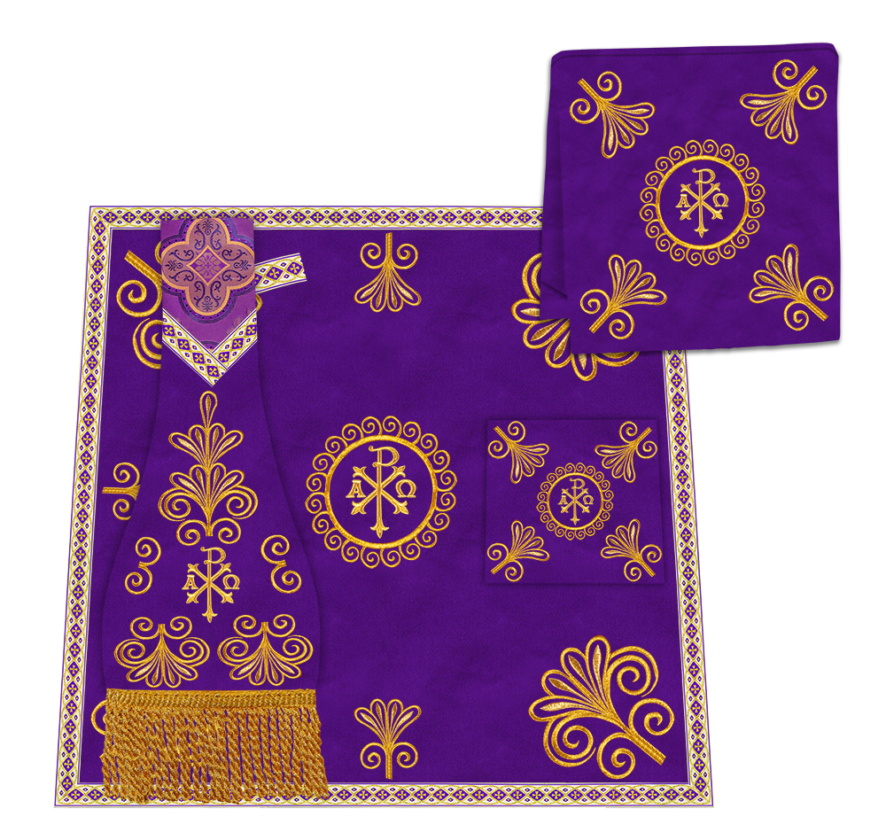 Roman Chasuble Vestment enriched With Coloured Braids and Trims