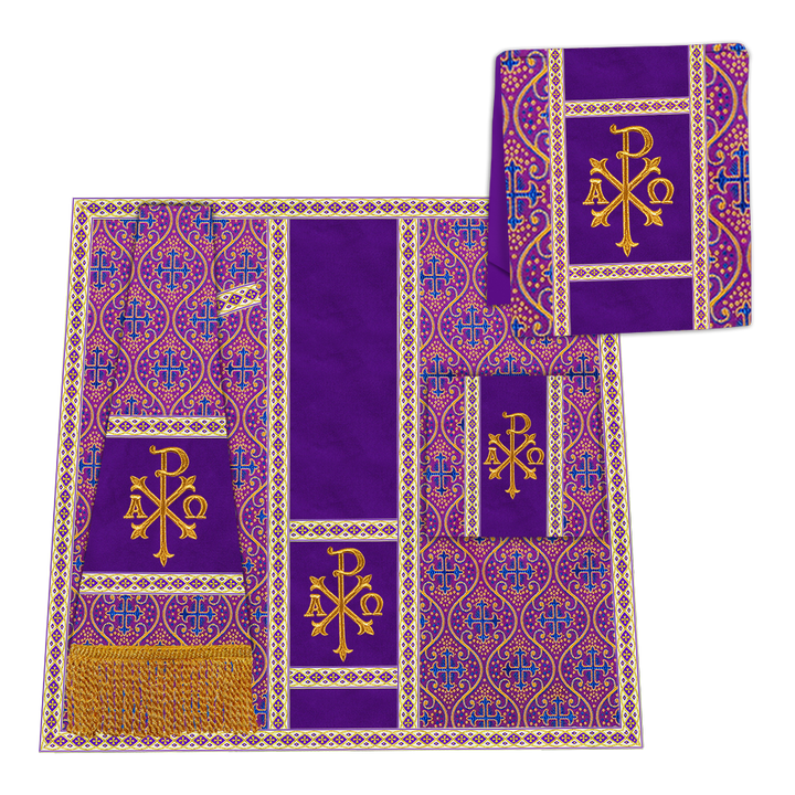 Gothic Chasuble with Embroidered Motif and Plain Orphrey