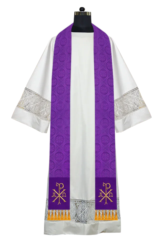 Ordination Stole with Embroidered Spiritual Motif