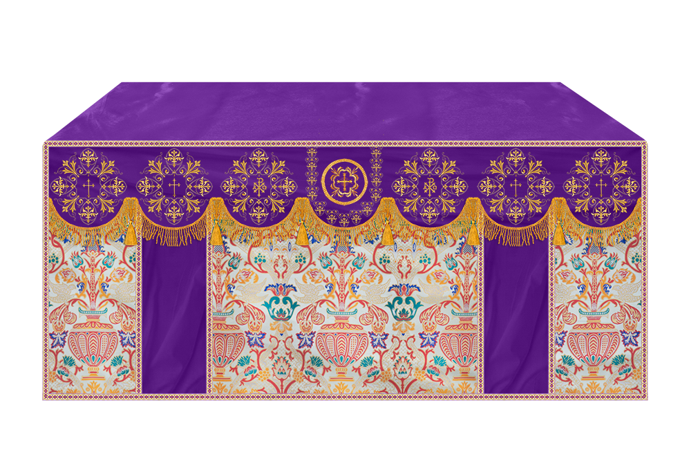 Liturgical Tapestry Altar Cloth with a Fine Embroidered Motif