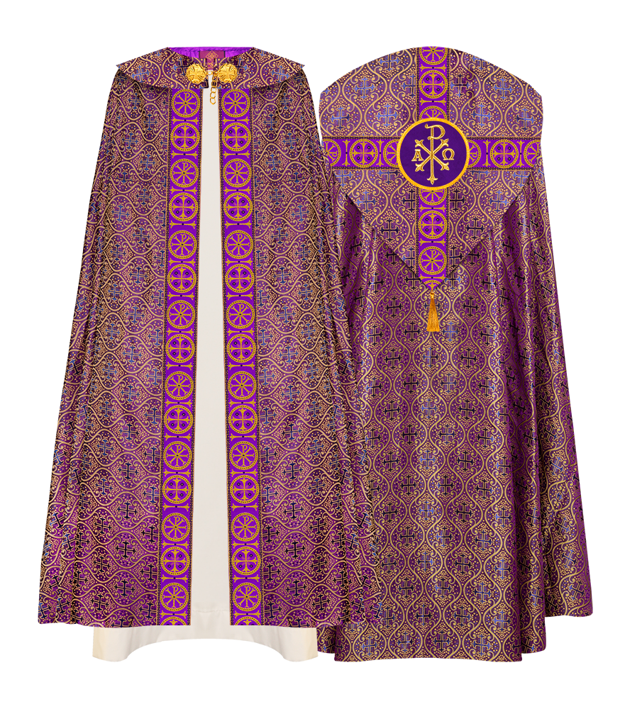 Gothic Cope Vestment with Cross Type Braided Motif