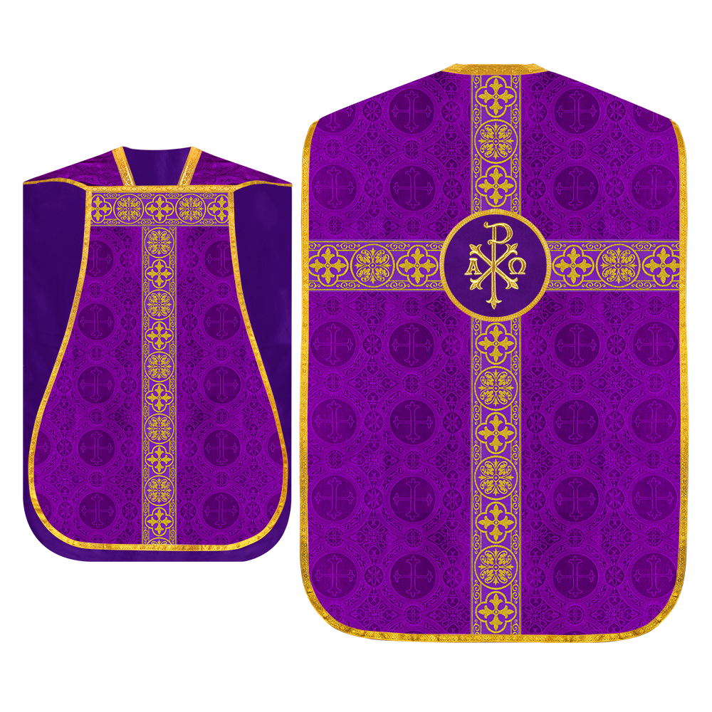 Fiddleback Vestment with Motif and woven Braided Trims