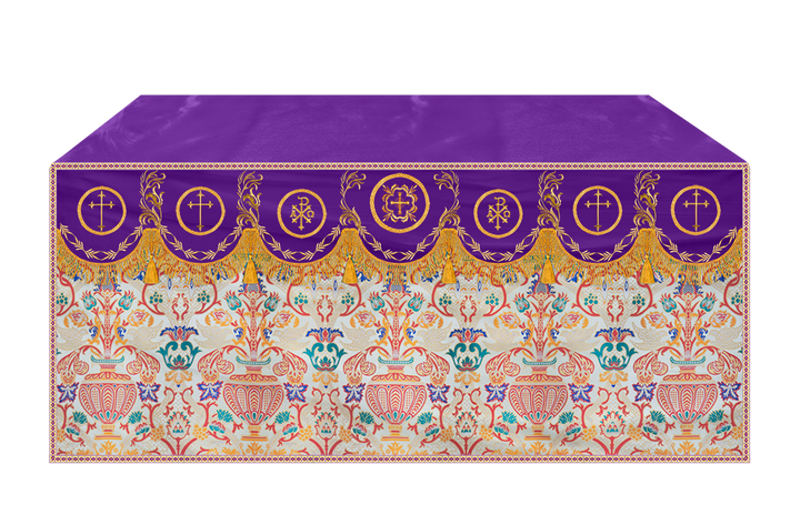 Traditional Tapestry Altar Cloth with Embroidery Details