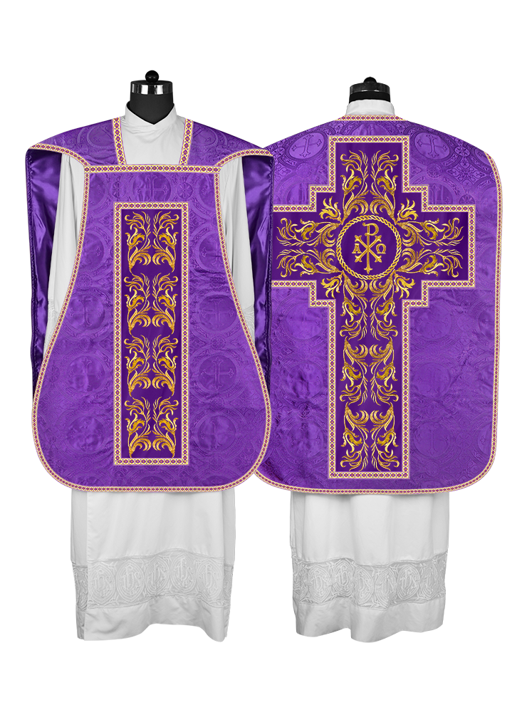 Roman Chasuble Vestment With Woven Braids and Trims