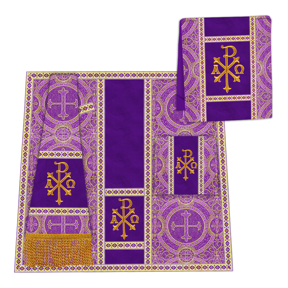 Gothic Chasuble with Embroidered Motif and Plain Orphrey