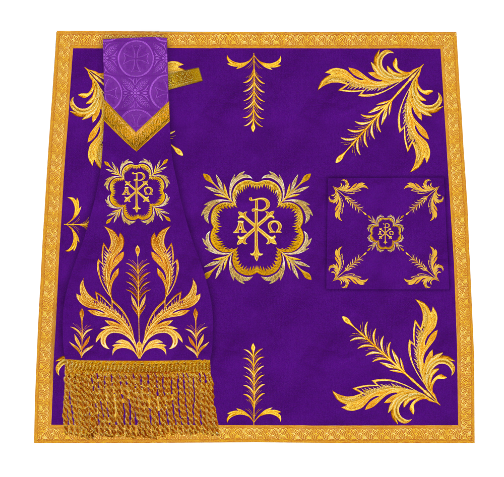 Altar Mass Set Adorned with Ornate Embroidery and Motif