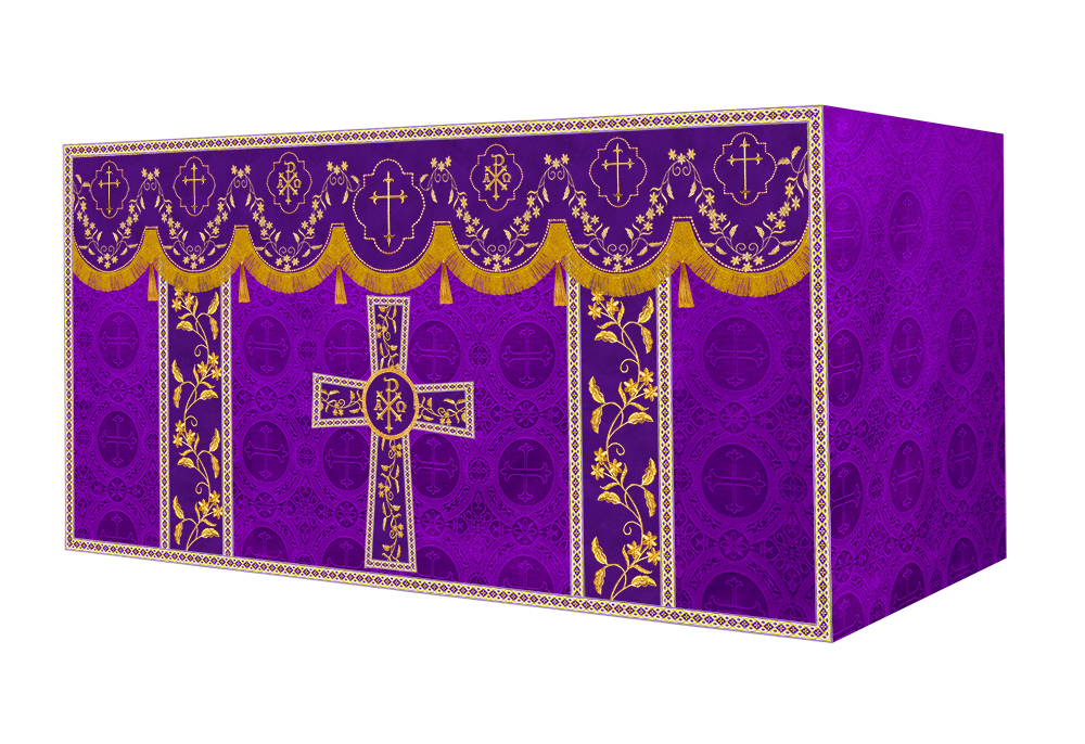 Altar Table Cloth With Floral Embroidery trims