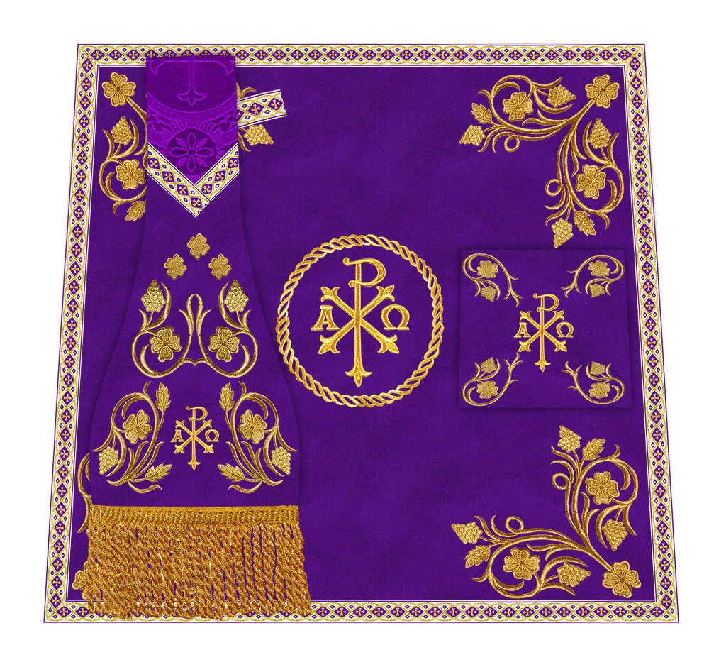 Roman Chasuble Vestment With Grapes Embroidery and Trims