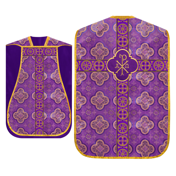 Roman Chasuble Vestment with Spiritual Motif and Ornate Braids