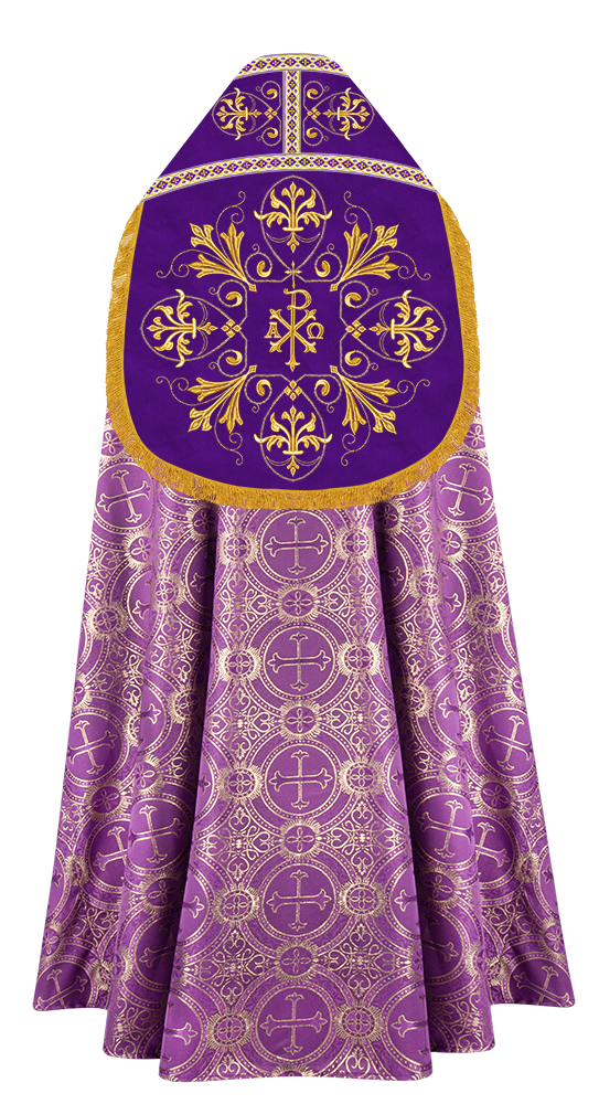 Embroidered Roman Cope Vestment with Braided Trims