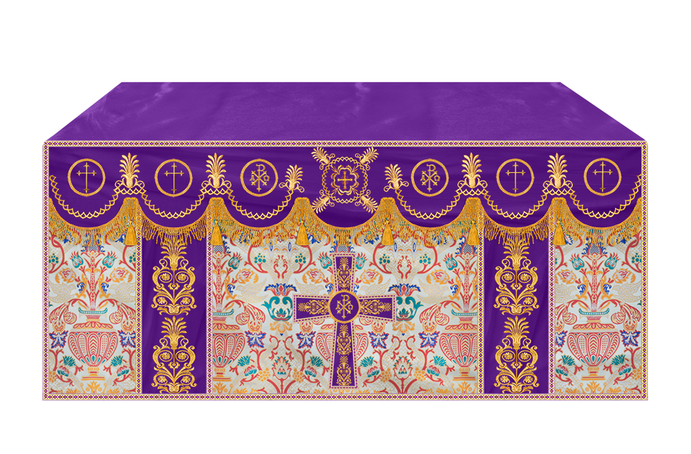Coronation Tapestry Altar Table Cloth with Embroidered trims
