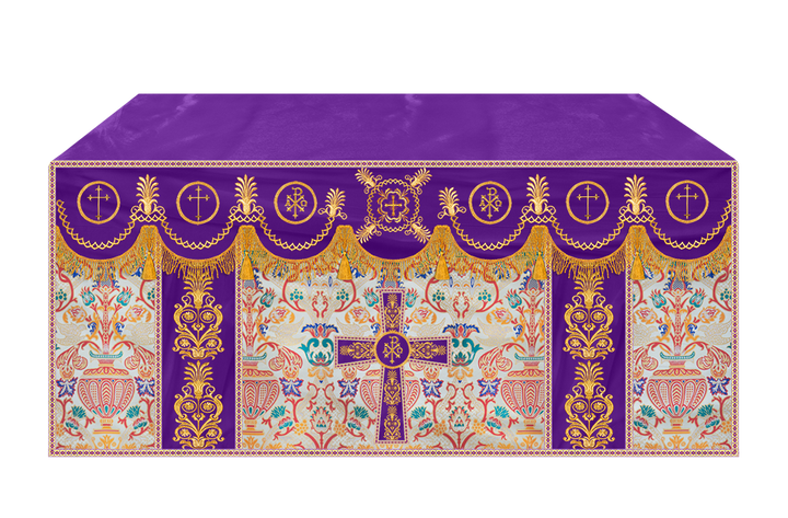 Coronation Tapestry Altar Table Cloth with Embroidered trims
