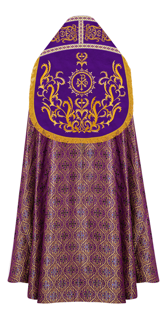 Roman Cope Vestment with Braid Embroidered Orphrey