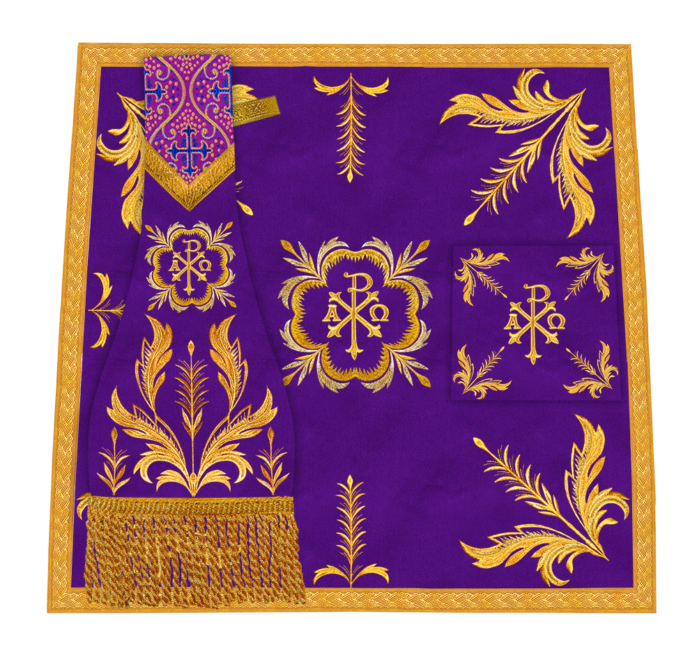 Set of Four Roman Chasuble with liturgical motifs