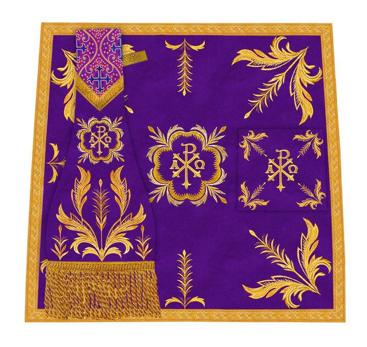 Set of Four Roman Chasuble with liturgical motifs